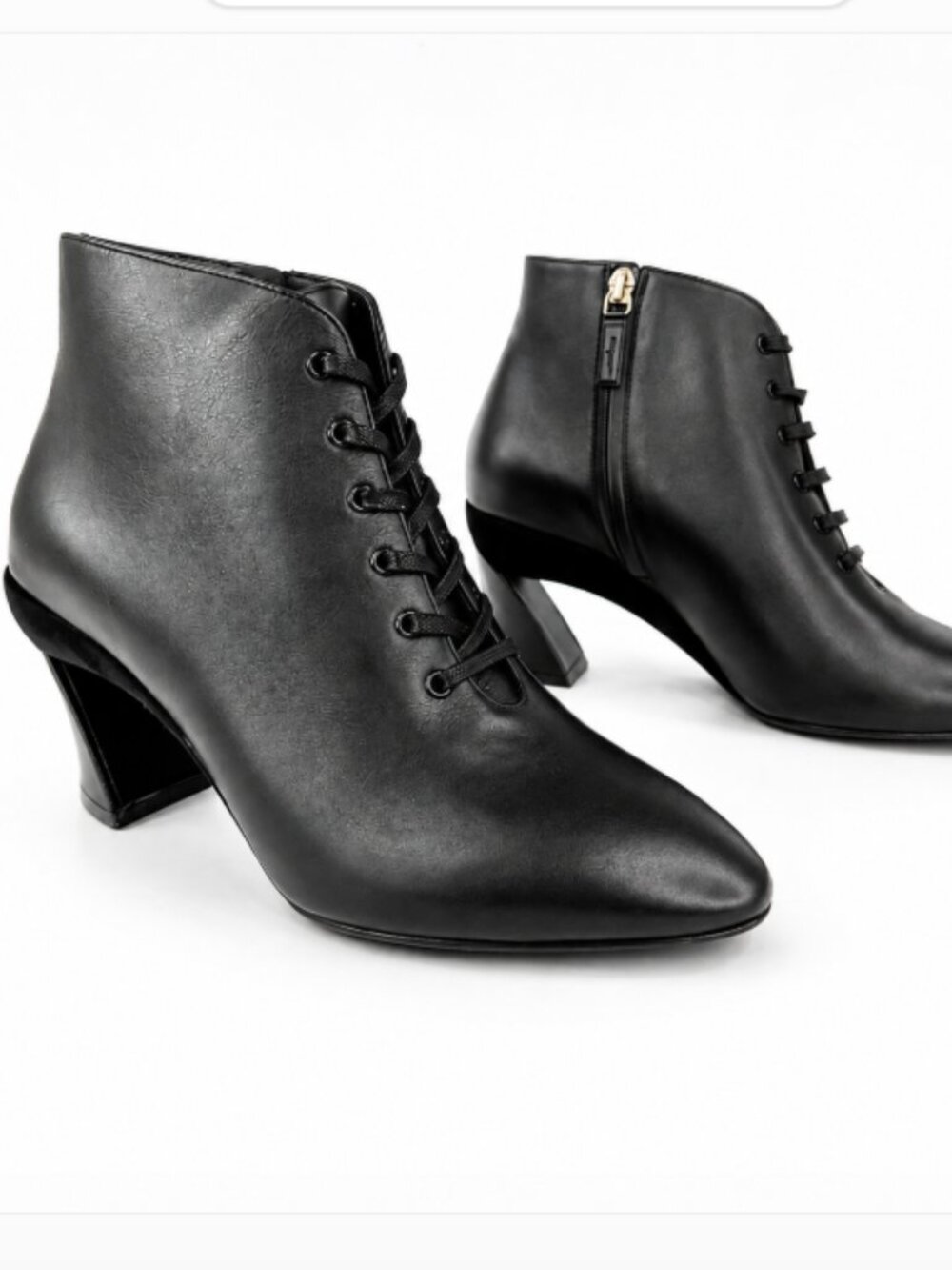Salvatore Ferragamo Leather Lace Up Boots Womens Sz 10 Black Academia Equestrian